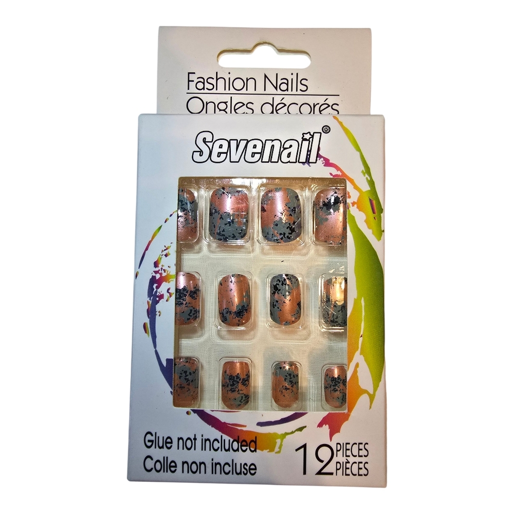 Seven7 Fashion Nails - Black and Gold Glitter